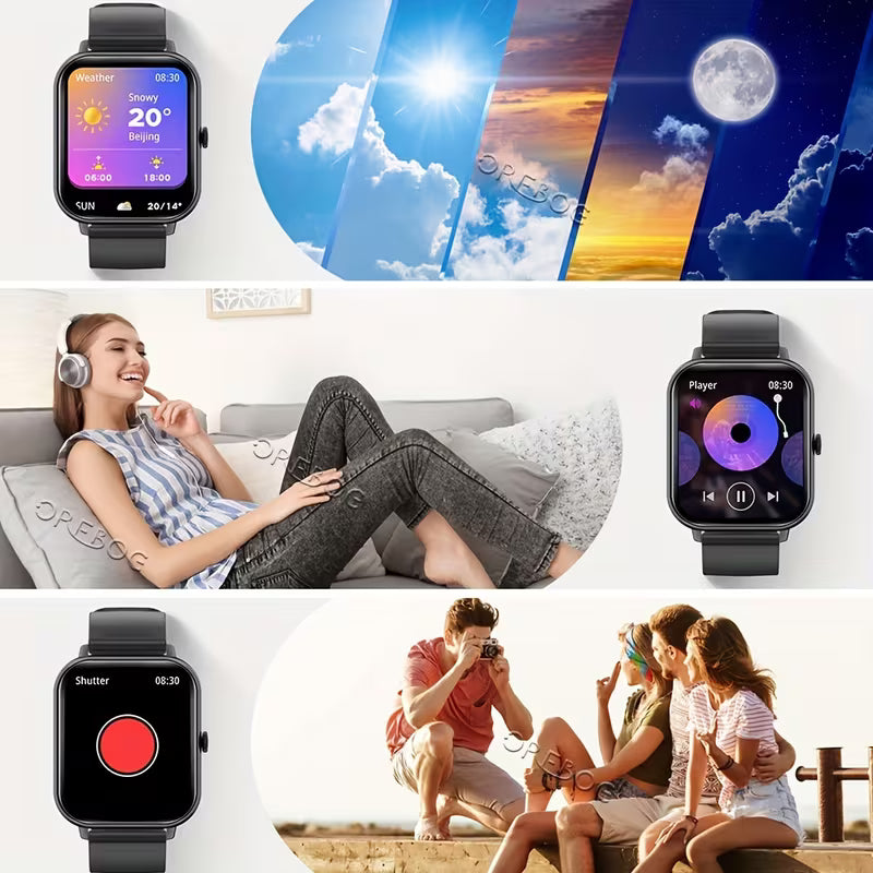 Focwony Smart Watch Compatible for Android/iOS Phones, 1.83” Full Touch Screen Fitness Tracker with,, Voice Control, 100+ Sport Modes, Step Counter, Smartwatch Suitable for & Android Smartphones write discription for this